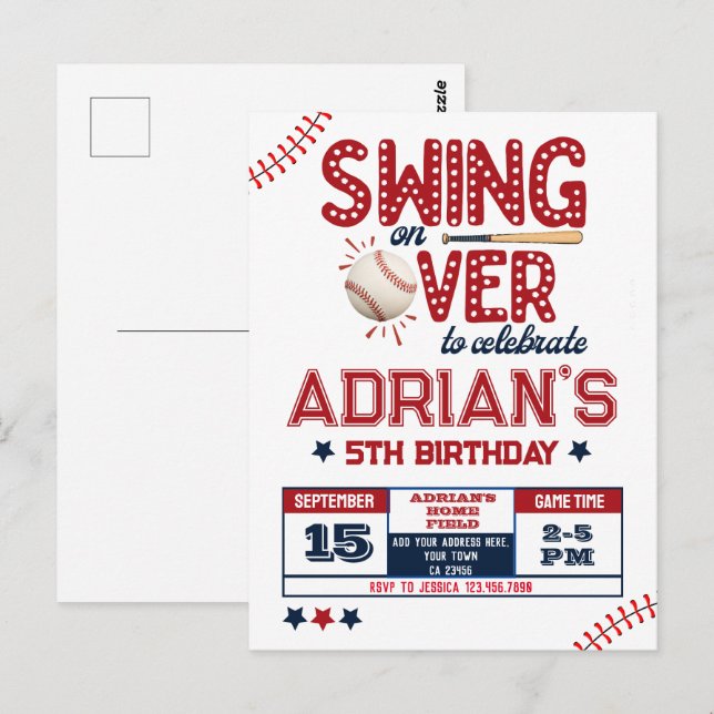 Postal Cumpleañero de béisbol (Anverso / Reverso)