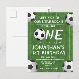 Postal Cumpleaños 1º de niños deportistas fútbol adorable