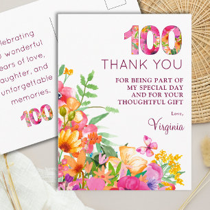 Postal Cumpleaños 100: Agradecimiento Floral Mariposa 100