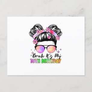 Postal Cumpleaños 10 Años Diseño de Cabello Desordenado e