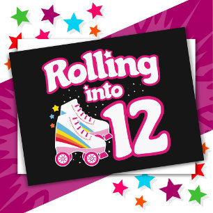 Postal Cumpleaños 12 Patinaje Sobre Ruedas 12 Años Patina