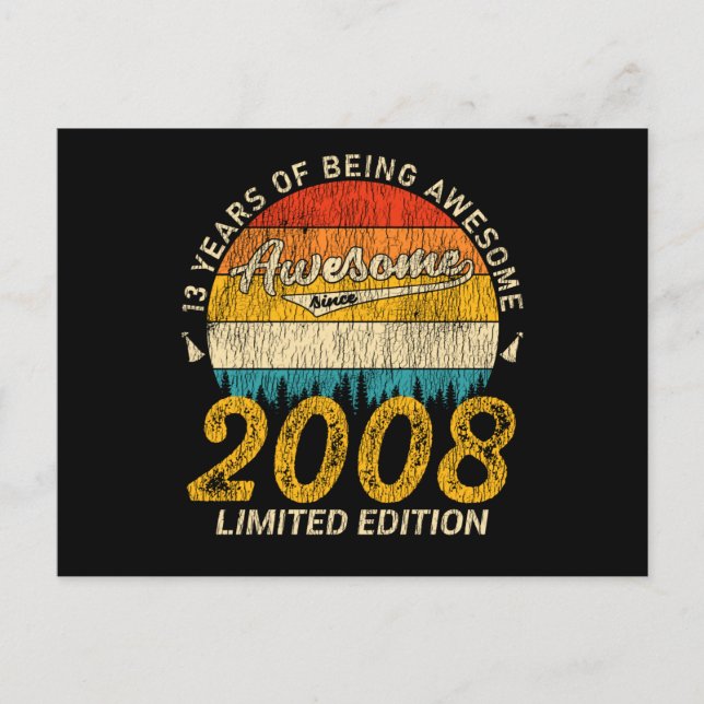 Postal Cumpleaños 13 Años 2008 Increíble Desde Cumpleaños (Anverso)