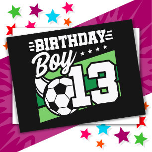 Postal Cumpleaños 13 Años Niño Fútbol Fútbol Kids