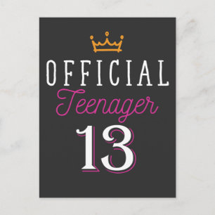 Postal Cumpleaños 13 Princesa Niña Oficial Adolescente