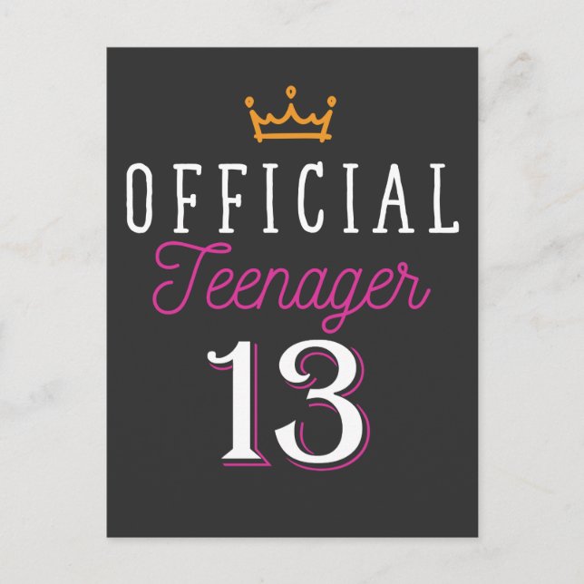 Postal Cumpleaños 13 Princesa Niña Oficial Adolescente (Anverso)