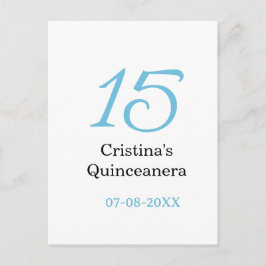 Postal cumpleaños 15 quinceañera azul negro letra negrita