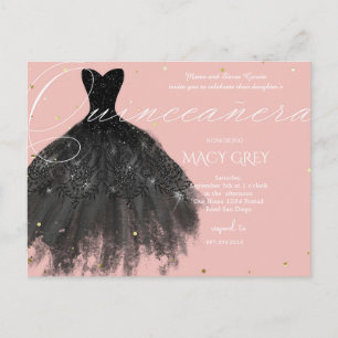 Postal Cumpleaños 15 Quinceañera Floral Rosado