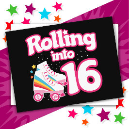 Postal Cumpleaños 16 Patinaje en Rueda 16 Años Patinar