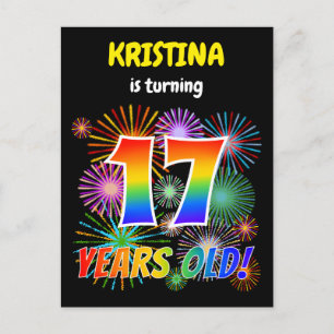Postal Cumpleaños 17 - Fuegos artificiales divertidos, lu