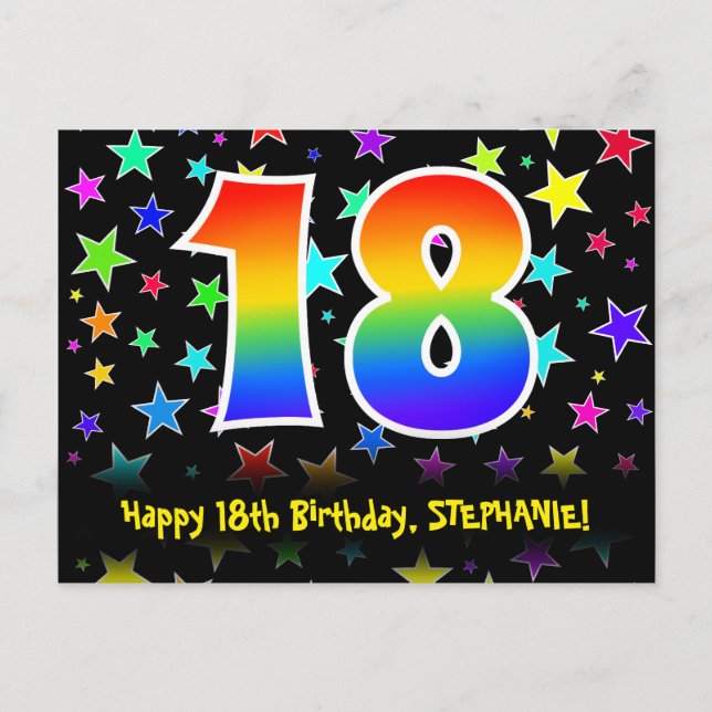 Postal Cumpleaños 18: Patrón de estrellas divertidas, Arc (Anverso)