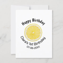 Postal Cumpleaños 1er bebé niños limón rebanada agregar n