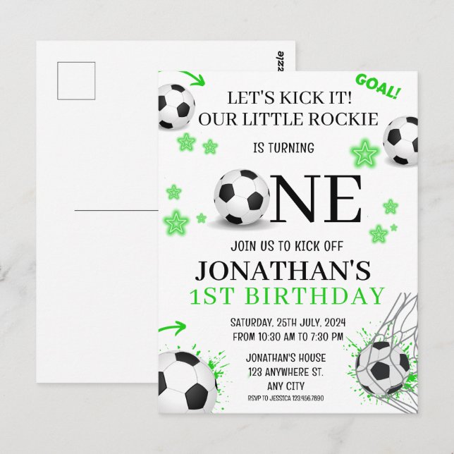 Postal Cumpleaños 1er partido de fútbol (Anverso / Reverso)