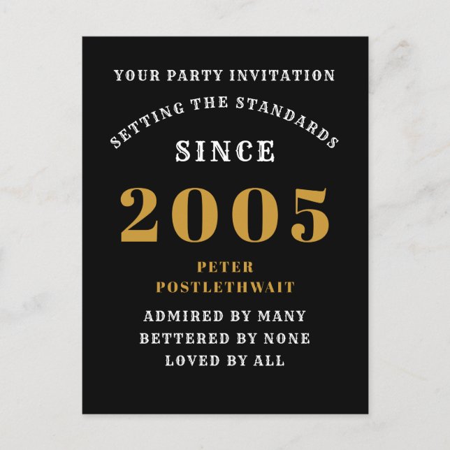 Postal Cumpleaños 20 2005 Negro Oro (Anverso)