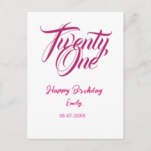 Postal cumpleaños 21 agregar nombre fecha año plantilla r