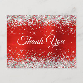 Postal Cumpleaños 21 Brillante Plateado Rojo Holográfico 