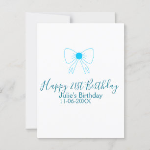Postal Cumpleaños 21 feliz nombre fecha girlstylish lazo 