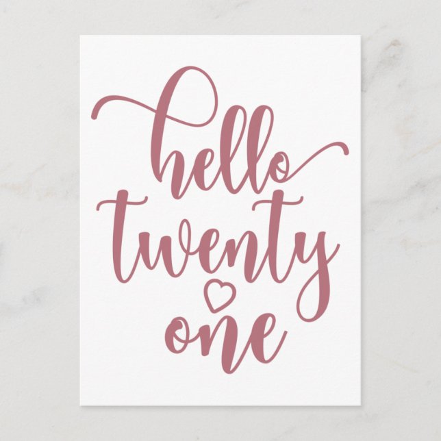 Postal Cumpleaños 21 Mujeres Hola 21 Lindo 21 Años (Anverso)