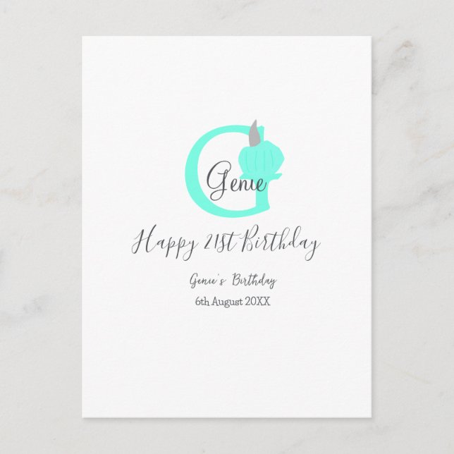 Postal Cumpleaños 21 pastel gris calabaza verde otoño (Anverso)