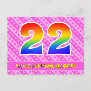 Postal Cumpleaños 22: Rayas rosadas y corazones, Arcoíris