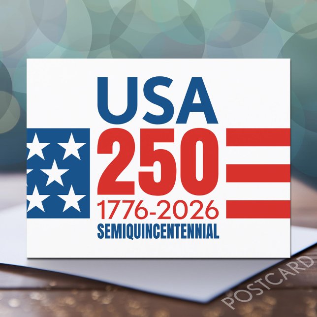Postal Cumpleaños 250 de Estados Unidos - Estrellas y ray (USA 250 Postcard)