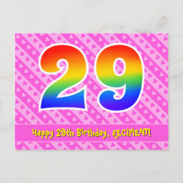 Postal Cumpleaños 29: Rayas rosadas y corazones, Arcoíris
