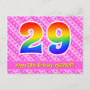 Postal Cumpleaños 29: Rayas rosadas y corazones, Arcoíris