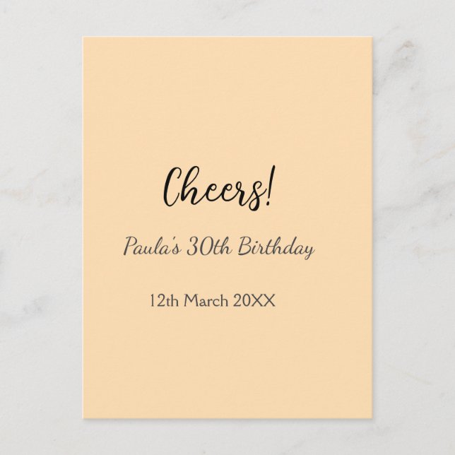 Postal Cumpleaños 30 agregar nombre fecha simple minimali (Anverso)