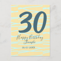 cumpleaños 30 añadir nombre fecha año amarillo azu