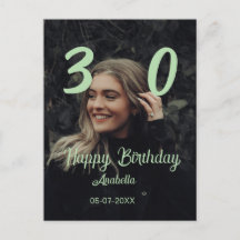 cumpleaños 30 añadir nombre fecha año verde pastel