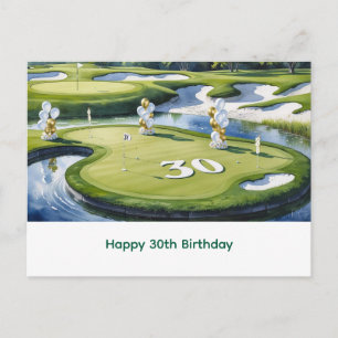 Postal Cumpleaños 30 de Golf en campo de golf