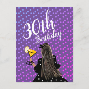 Postal Cumpleaños 30 Mujer Cóctel Moda Belleza