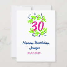 cumpleaños 30 verde azul corona nombre fecha rústi
