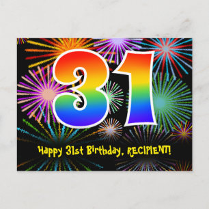 Postal Cumpleaños 31 – Patrón Divertido de Fuegos Artific