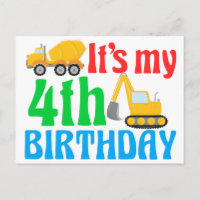 Cumpleaños 4º niño vehículo de construcción