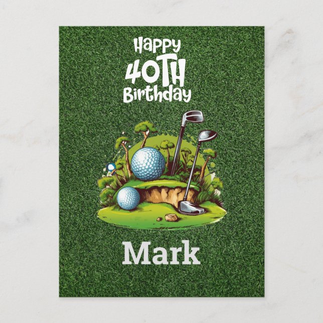 Postal Cumpleaños 40 Golfista Años de ser increíble (Anverso)