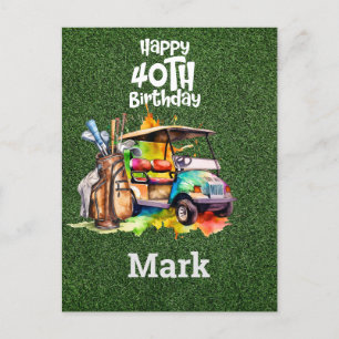 Postal Cumpleaños 40 Golfista Años de Ser Increíble