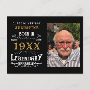 Postal Cumpleaños 40 negro dorado retro foto