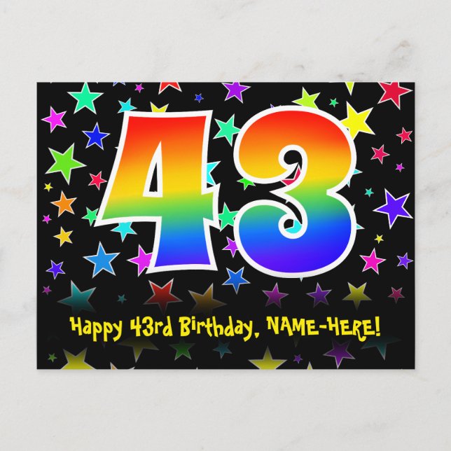 Postal Cumpleaños 43: Patrón de Estrellas Divertidas, Arc (Anverso)