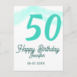 Postal cumpleaños 50 agregar nombre fecha año verde paste