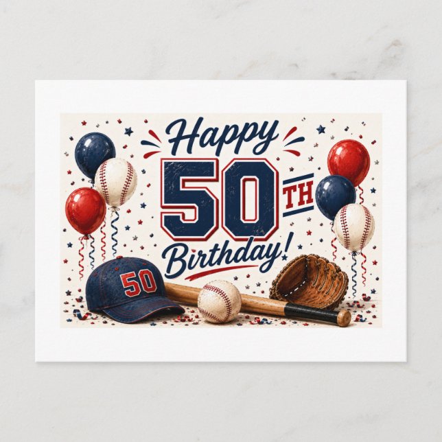 Postal Cumpleaños 50 de béisbol  (Anverso)