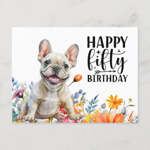 Postal Cumpleaños 50 de Bulldog Francés