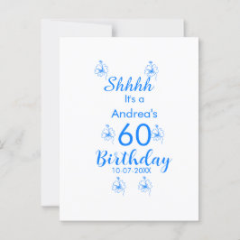 Postal Cumpleaños 60 azul blanco malva floral nombre shhh