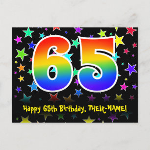 Postal Cumpleaños 65: Patrón de estrellas divertidas, arc