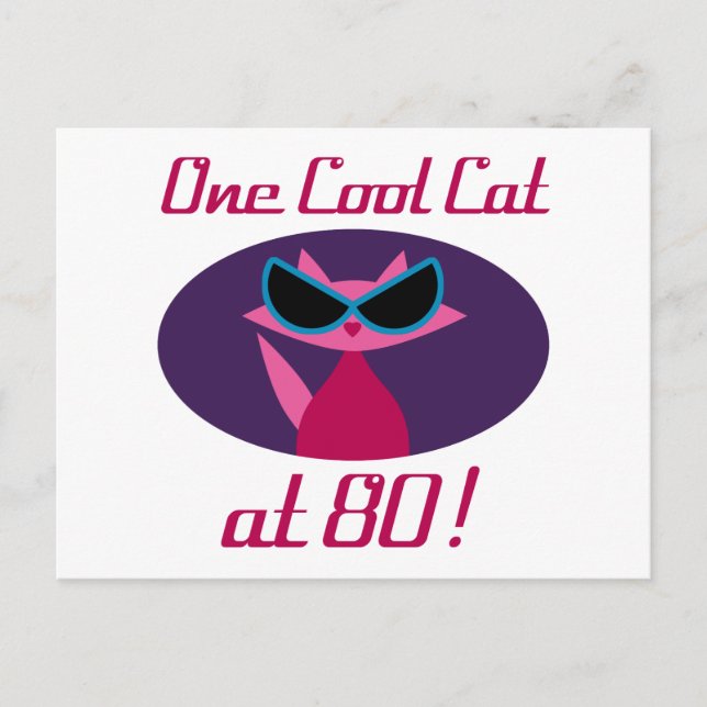 Postal Cumpleaños 80 de Guay Cat (Anverso)