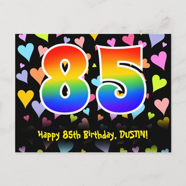 Postal Cumpleaños 85: Patrón de Corazones Divertidos, Arc (Anverso)