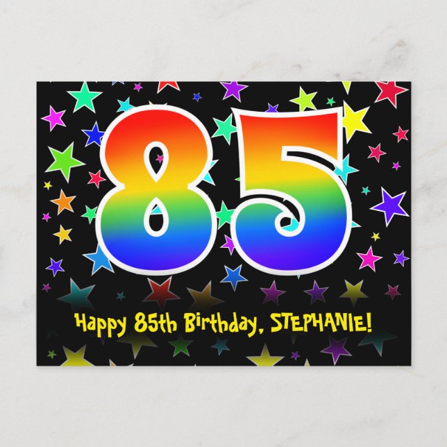 Postal Cumpleaños 85: Patrón de Estrellas Divertidas, Arc (Anverso)