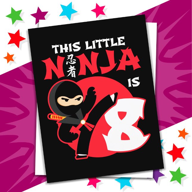 Postal Cumpleaños 8 años niños fiesta pequeño ninja 8 (Subido por el creador)