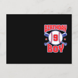 Postal Cumpleaños 9 béisbol número grande nueve de 9 años