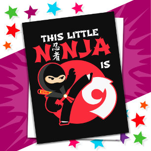 Postal Cumpleaños 9 Cumpleaños 9 Años Fiesta de Niños Peq