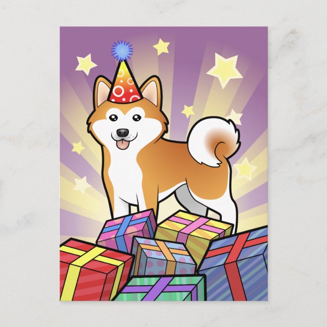 Postal Cumpleaños Akita Inu / Shiba Inu (Anverso)